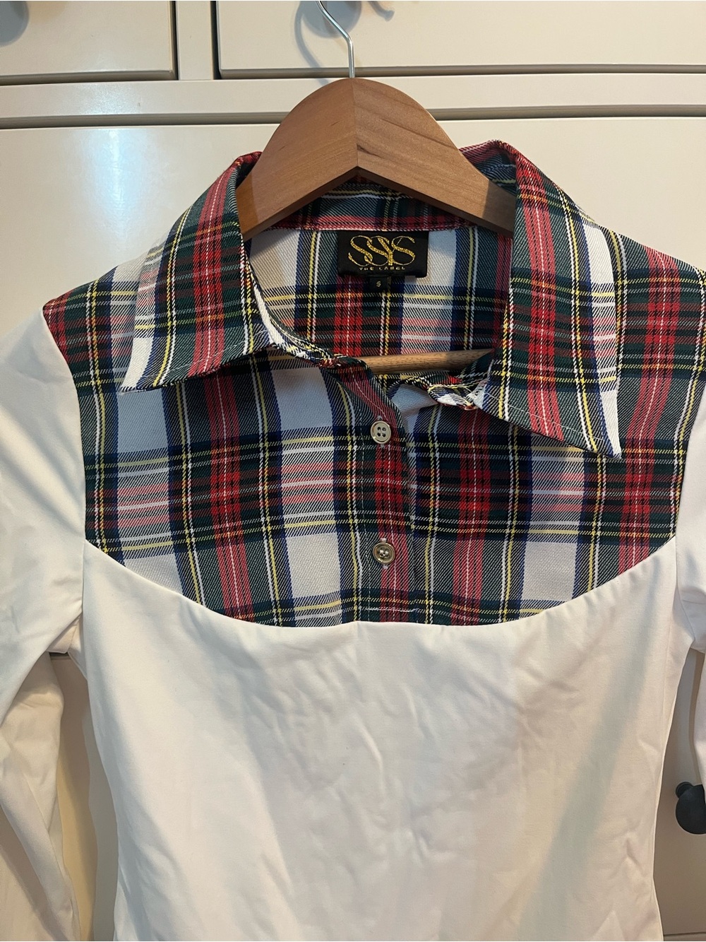 SSYS Plaid & White Button-Front Peplum Shirt - Picture 3 of 6